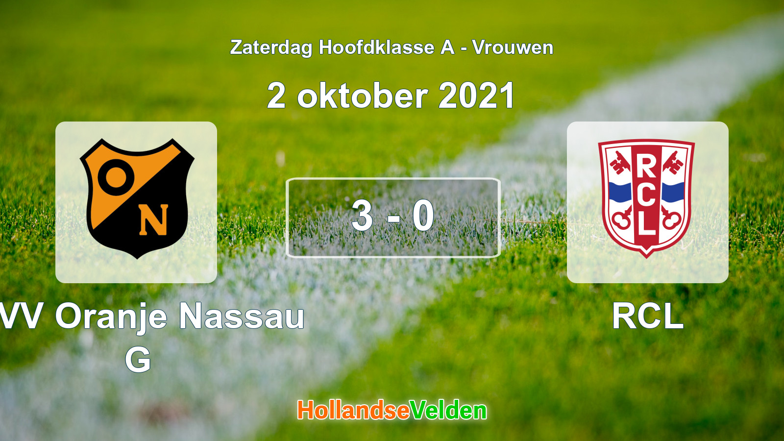 Gespeelde wedstrijd: CVV Oranje Nassau G - RCL 3 - 0 (2 oktober 2021)