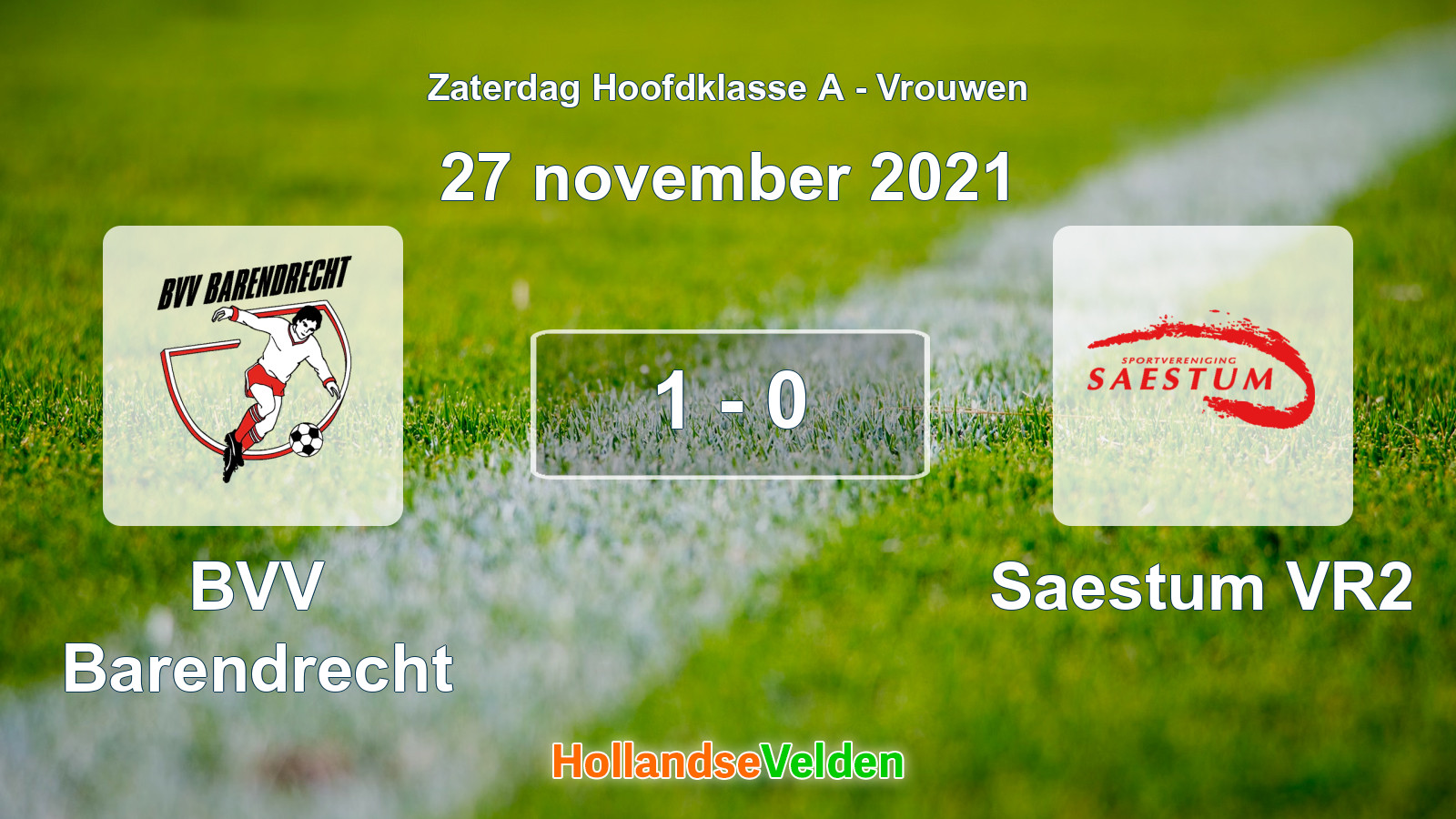 Gespeelde wedstrijd: BVV Barendrecht - Saestum VR2 1 - 0 (27 november 2021)