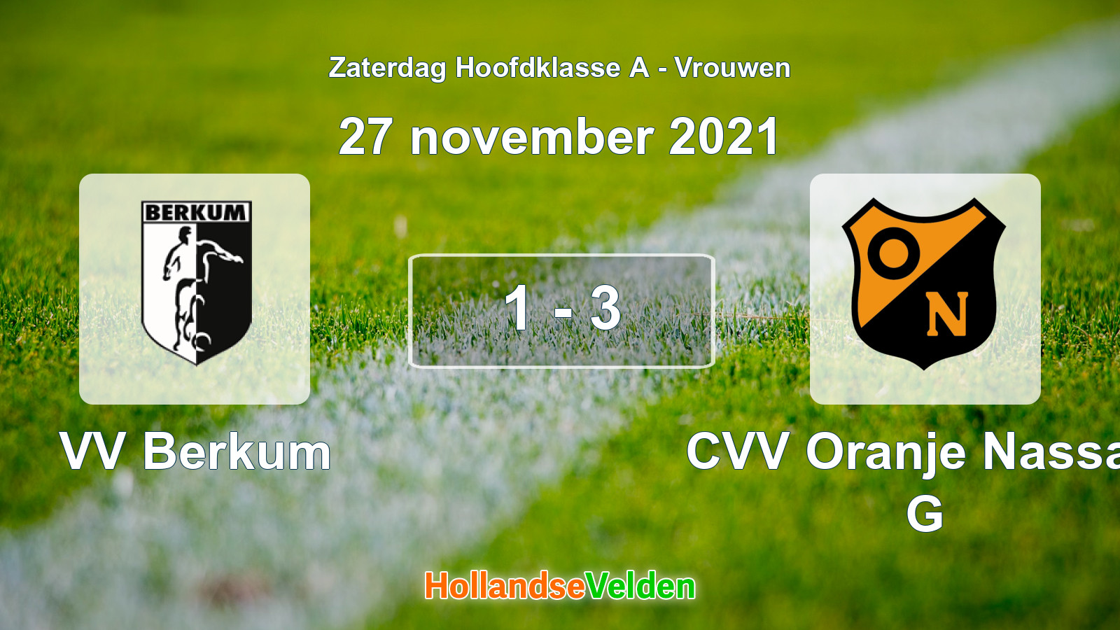 Gespeelde wedstrijd: VV Berkum - CVV Oranje Nassau G 1 - 3 (27 november 2021)