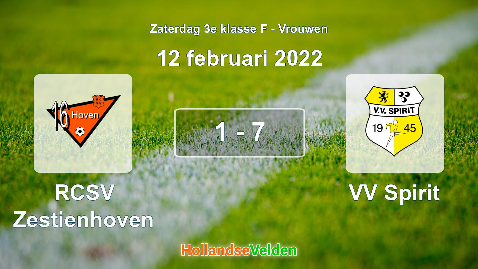 Gespeelde wedstrijd: RCSV Zestienhoven - VV Spirit 1 - 7 (12 februari 2022)