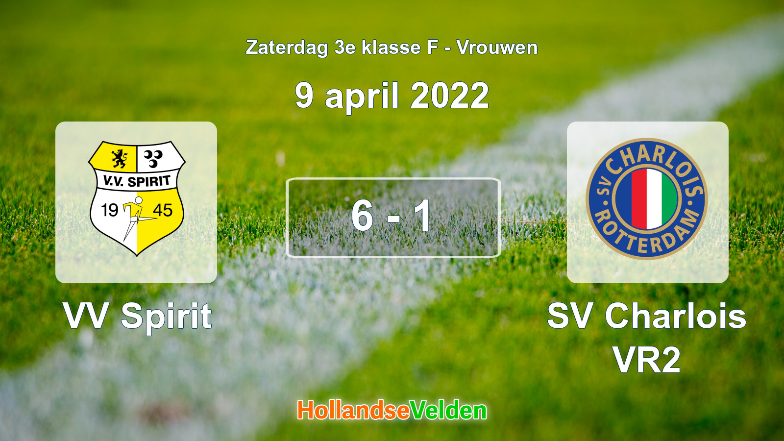 Gespeelde wedstrijd: VV Spirit - SV Charlois VR2 6 - 1 (9 april 2022)