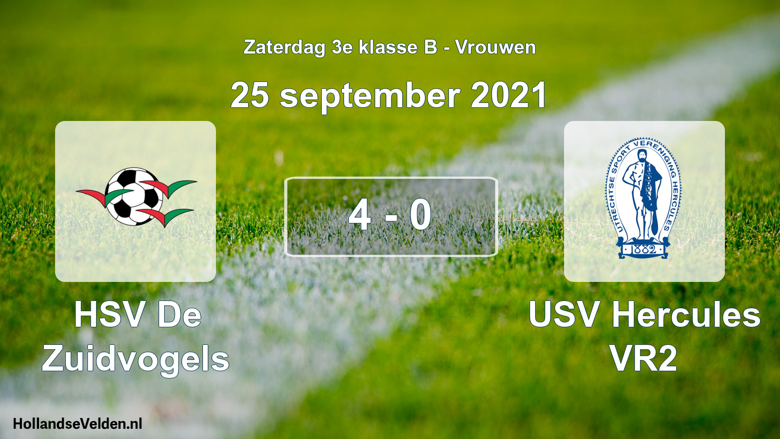 Gespeelde wedstrijd: HSV De Zuidvogels - USV Hercules VR2 4 - 0 (25 september 2021)