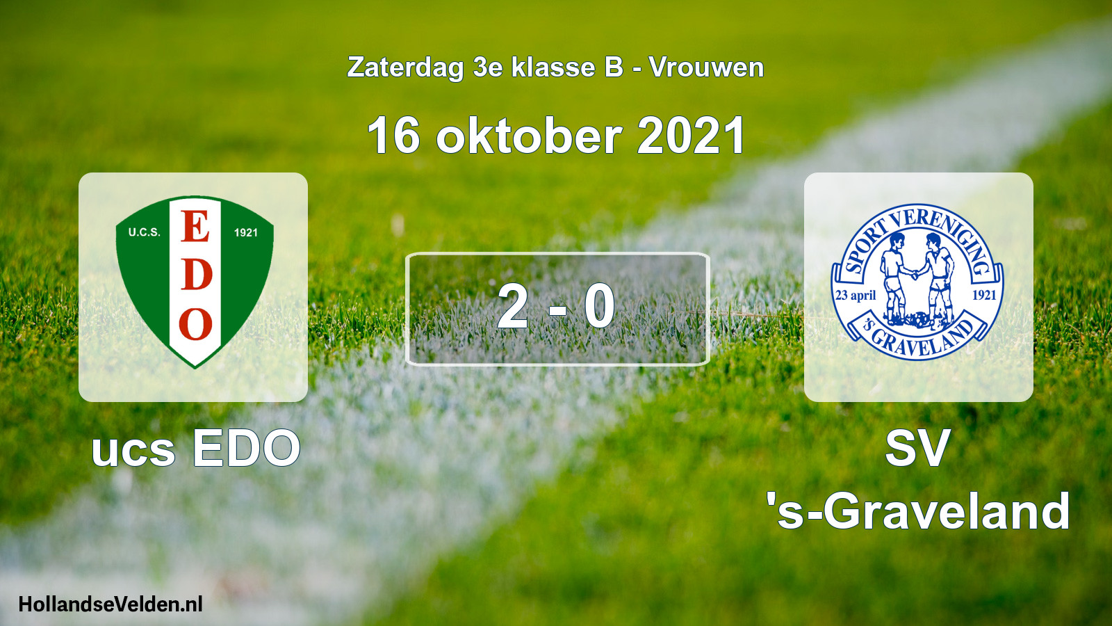 Gespeelde wedstrijd: ucs EDO - SV 's-Graveland 2 - 0 (16 oktober 2021)