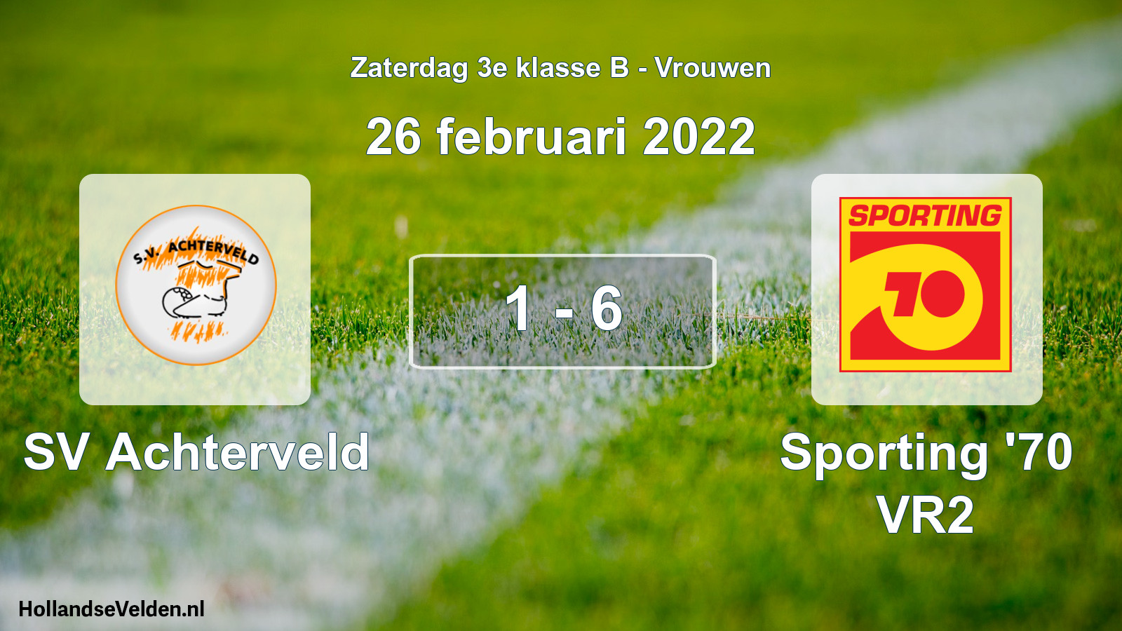 Gespeelde wedstrijd: SV Achterveld - Sporting '70 VR2 1 - 6 (26 februari 2022)