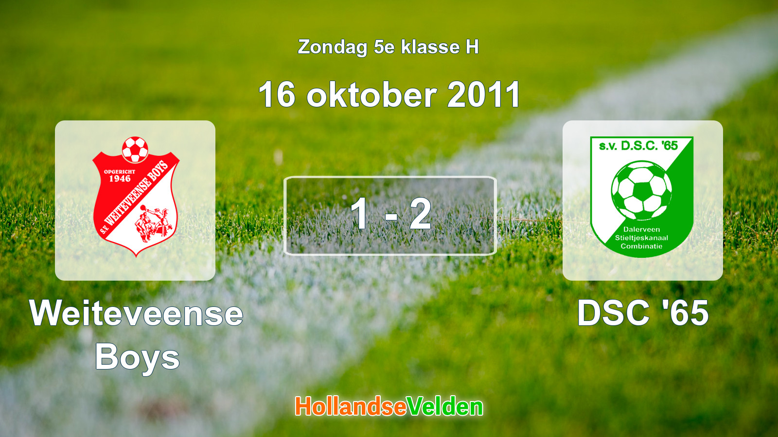 Gespeelde wedstrijd: Weiteveense Boys - DSC '65 1 - 2 (16 oktober 2011)