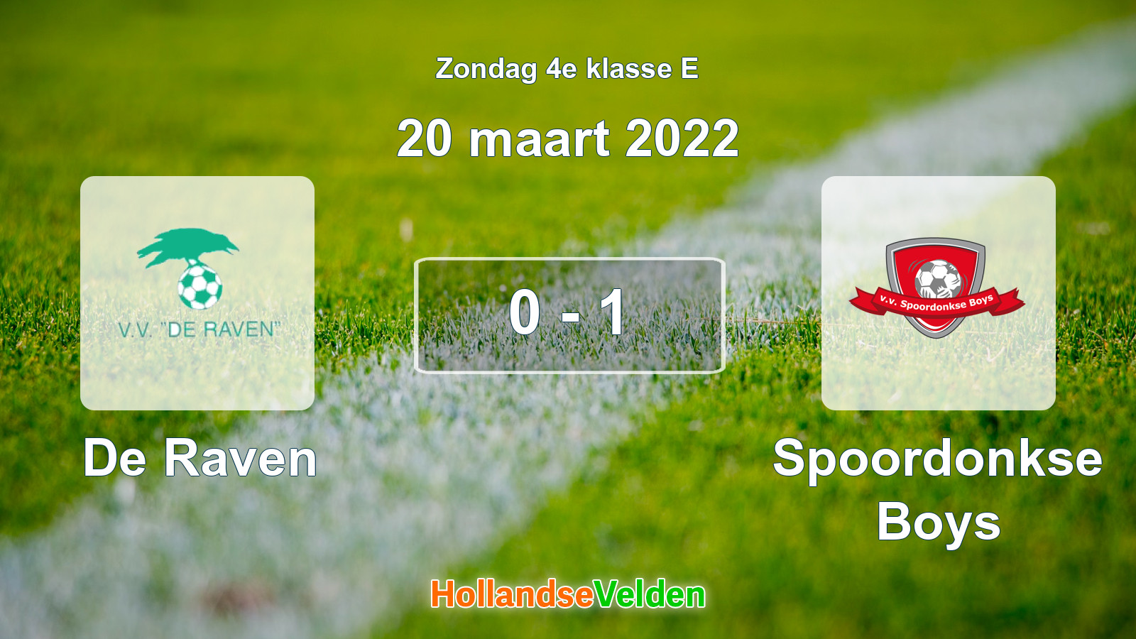 Gespeelde wedstrijd: De Raven - Spoordonkse Boys 0 - 1 (20 maart 2022)