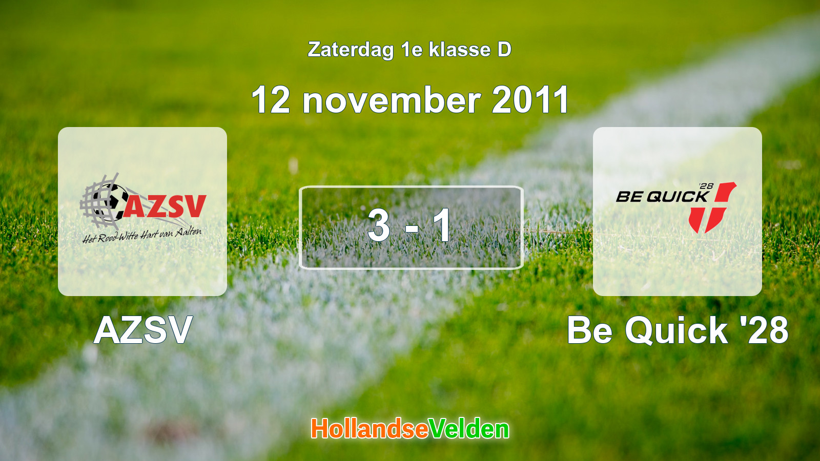 Gespeelde wedstrijd: AZSV - Be Quick '28 3 - 1 (12 november 2011)