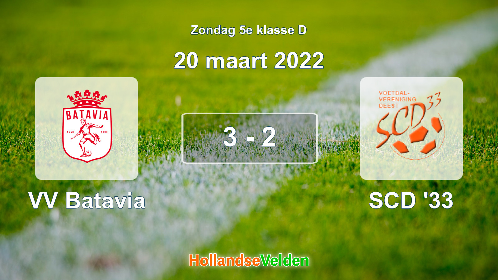 Gespeelde wedstrijd: VV Batavia - SCD '33 3 - 2 (20 maart 2022)