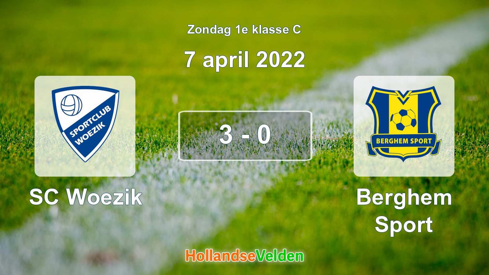 Gespeelde wedstrijd: SC Woezik - Berghem Sport 3 - 0 (7 april 2022)