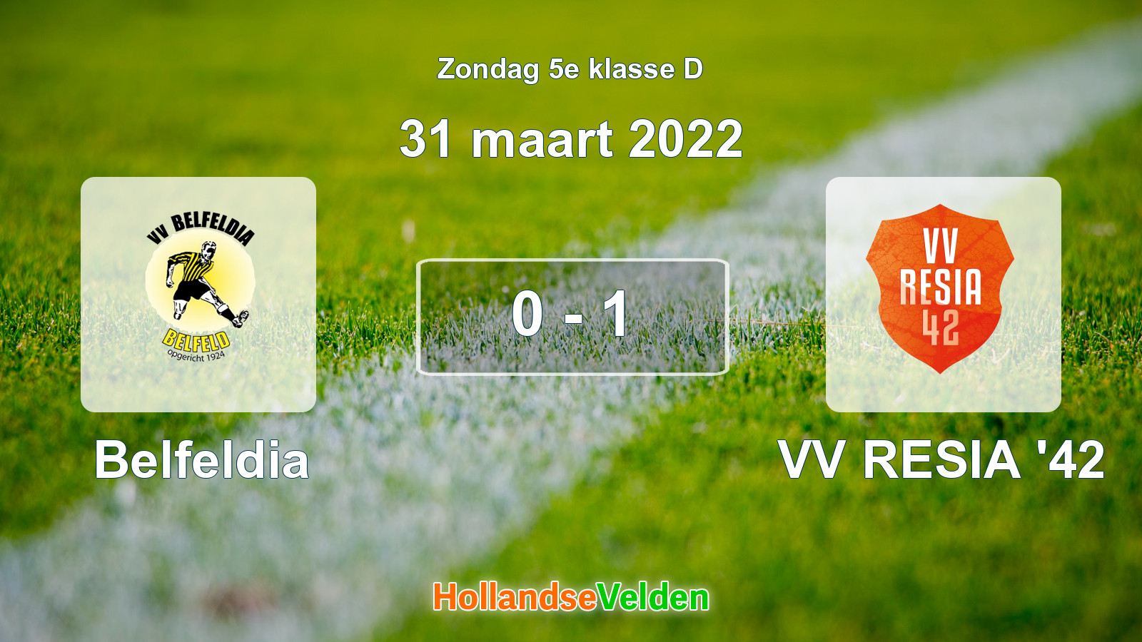 Gespeelde wedstrijd: Belfeldia - VV RESIA '42 0 - 1 (31 maart 2022)