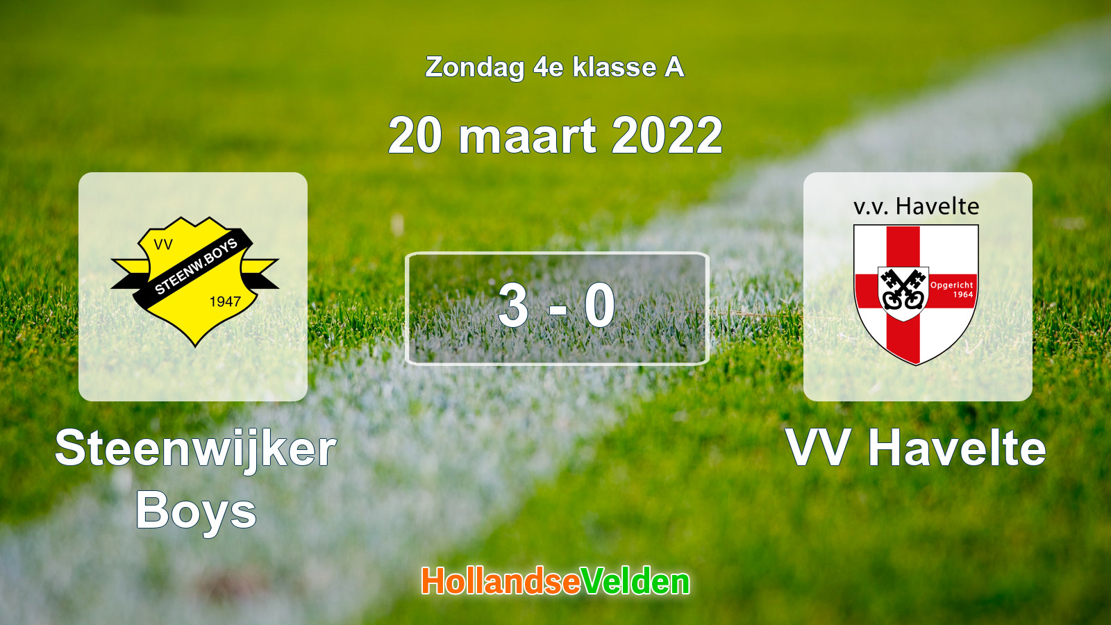Gespeelde wedstrijd: Steenwijker Boys - VV Havelte 3 - 0 (20 maart 2022)