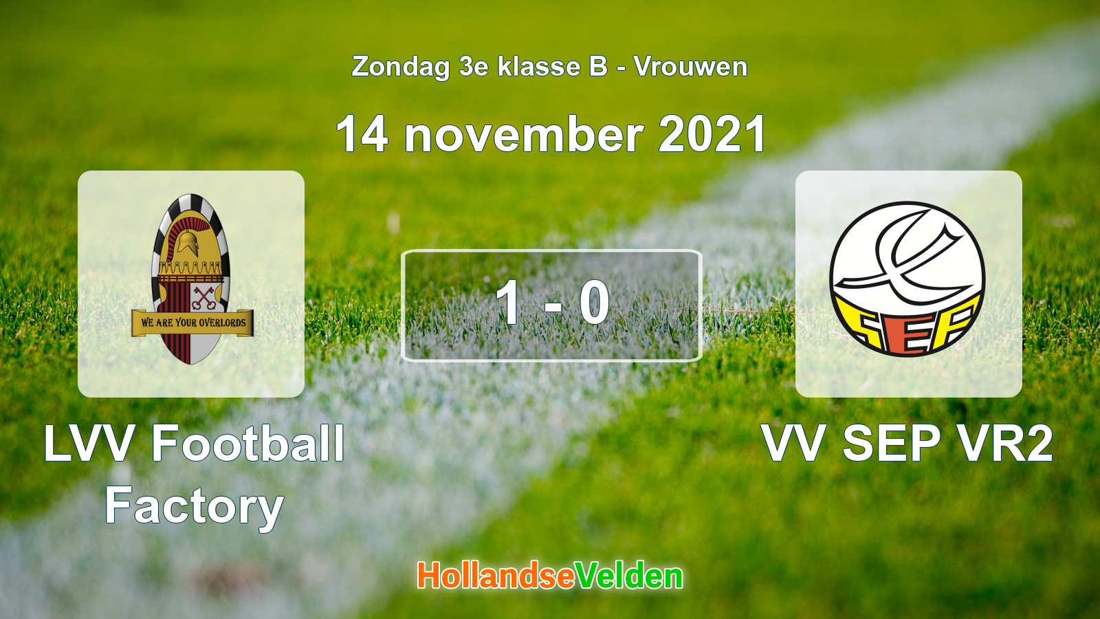Gespeelde wedstrijd: LVV Football Factory - VV SEP VR2 1 - 0 (14 november 2021)