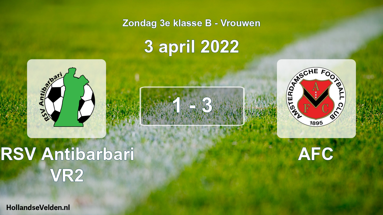 Gespeelde wedstrijd: RSV Antibarbari VR2 - AFC 1 - 3 (3 april 2022)