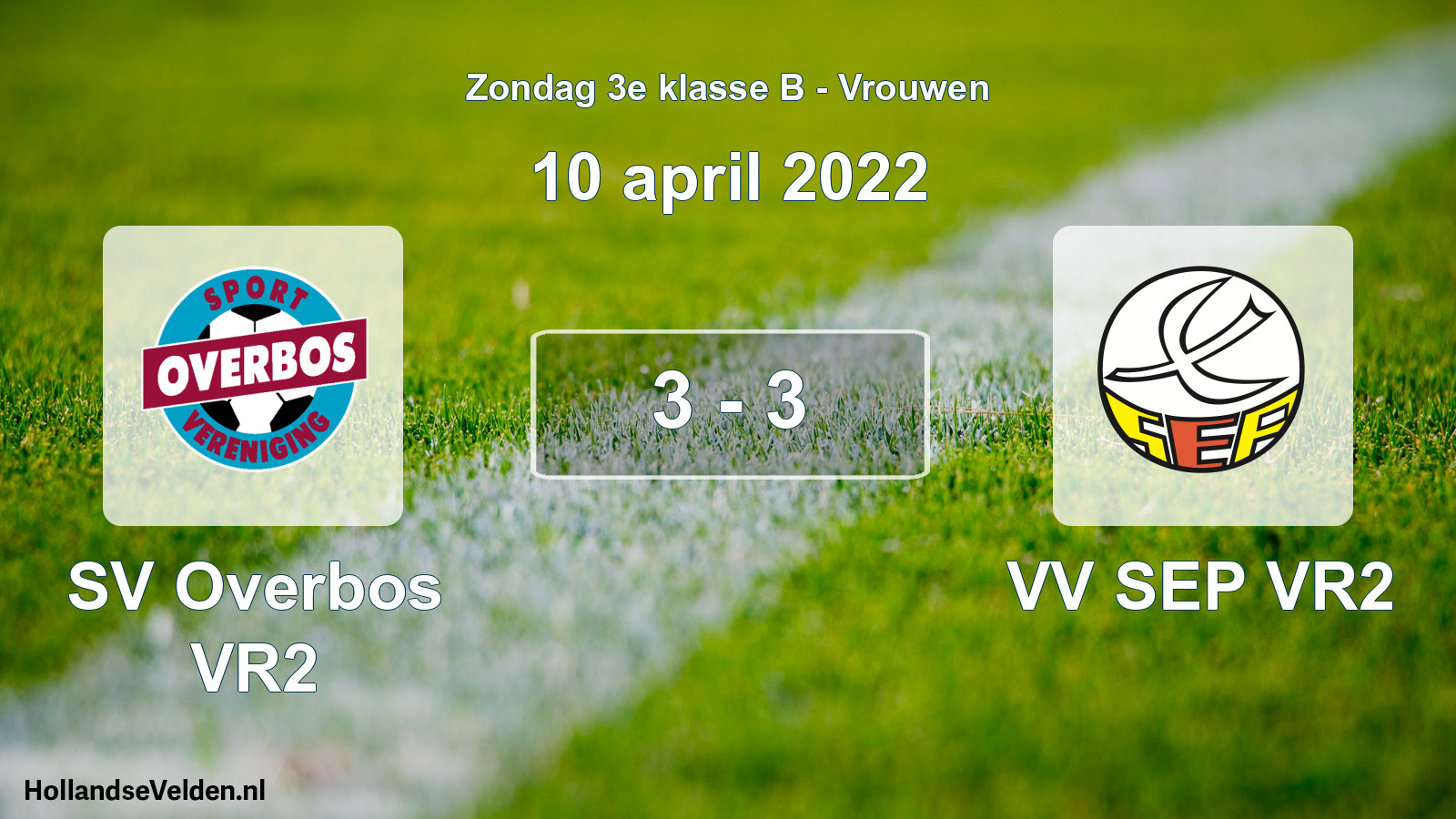 Gespeelde wedstrijd: SV Overbos VR2 - VV SEP VR2 3 - 3 (10 april 2022)