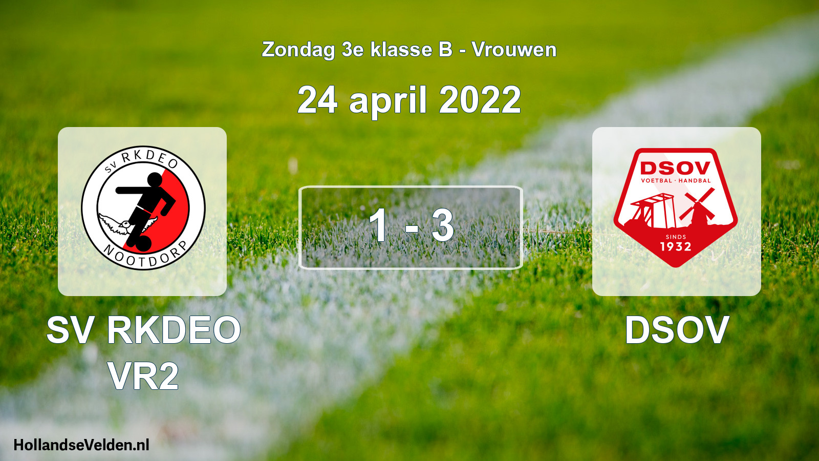 Gespeelde wedstrijd: SV RKDEO VR2 - DSOV 1 - 3 (24 april 2022)