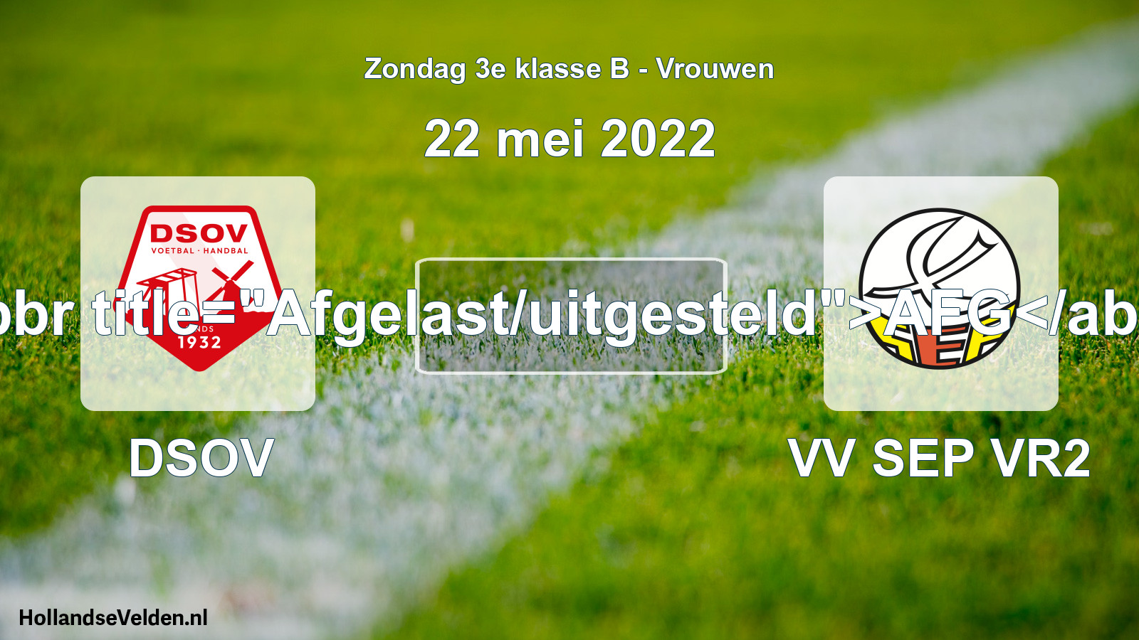 Geplande wedstrijd: DSOV - VV SEP VR2 (22 mei 2022)