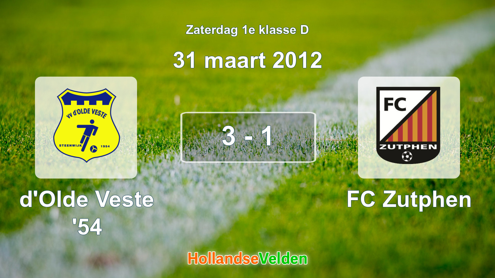 Gespeelde wedstrijd: d'Olde Veste '54 - FC Zutphen 3 - 1 (31 maart 2012)