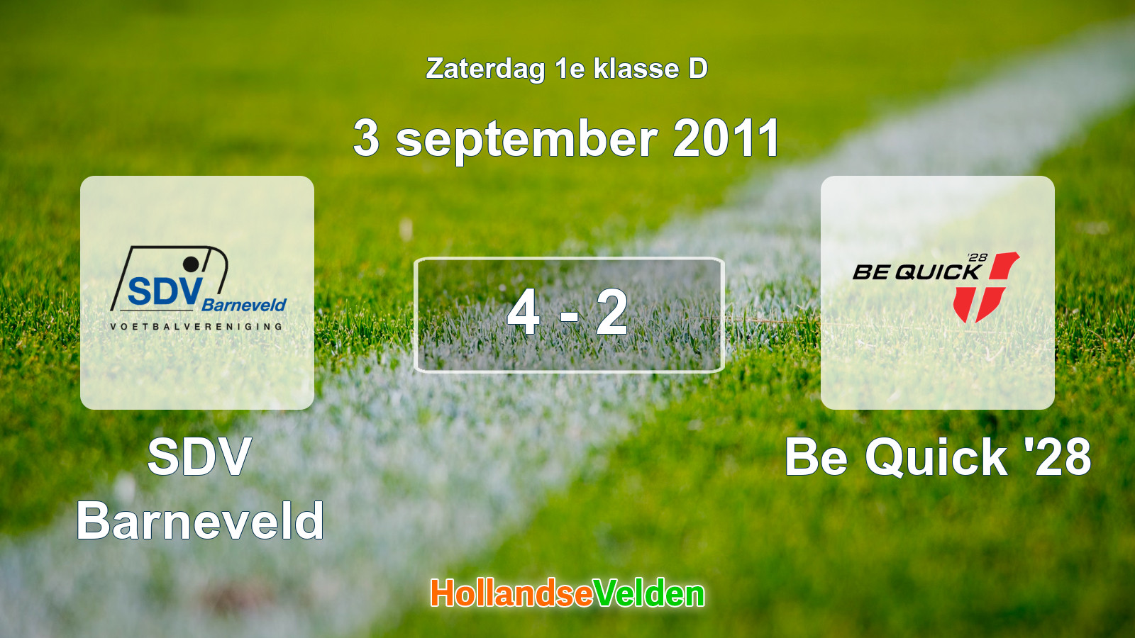 Gespeelde wedstrijd: SDV Barneveld - Be Quick '28 4 - 2 (3 september 2011)