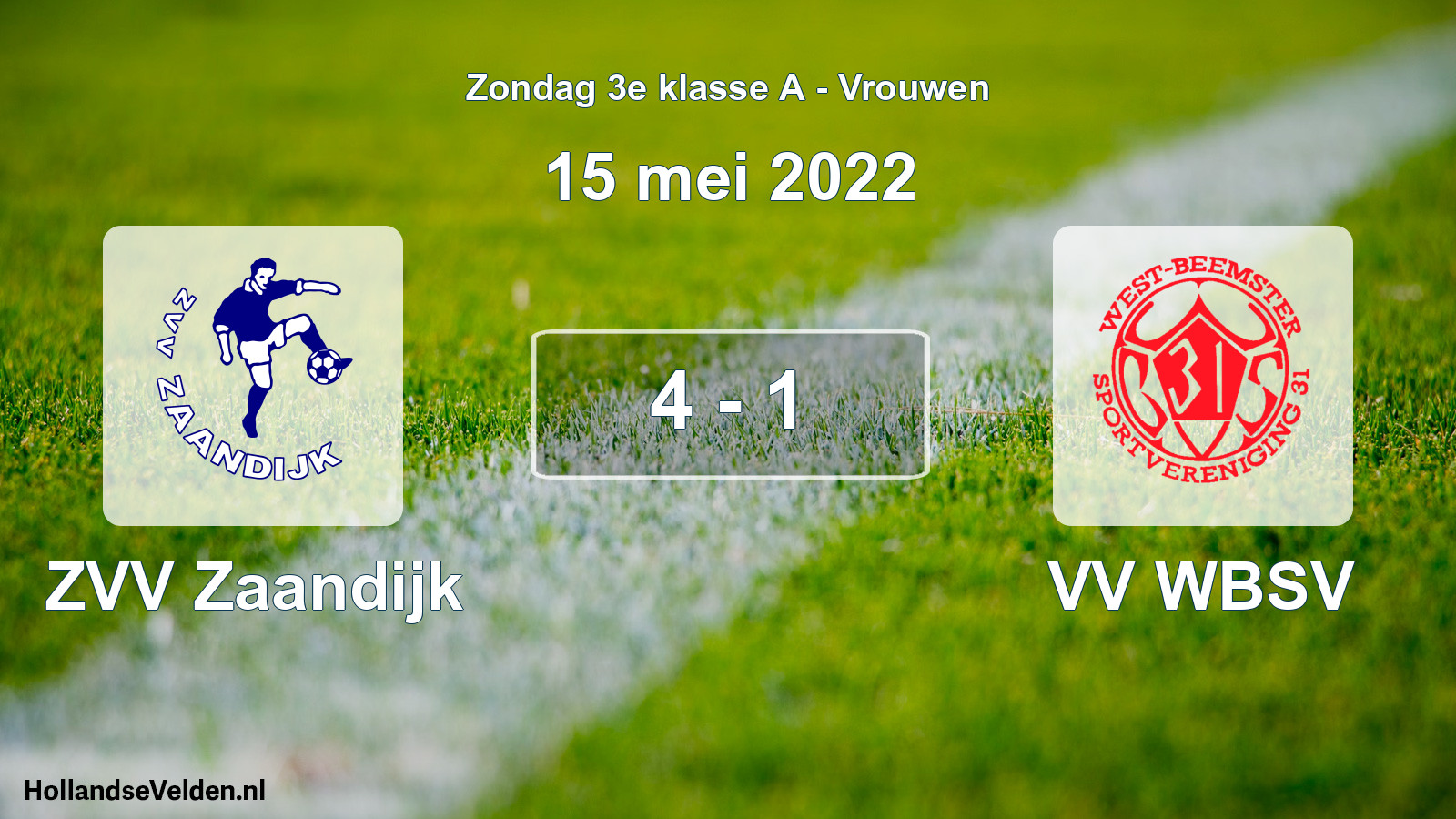 Gespeelde wedstrijd: ZVV Zaandijk - VV WBSV 4 - 1 (15 mei 2022)