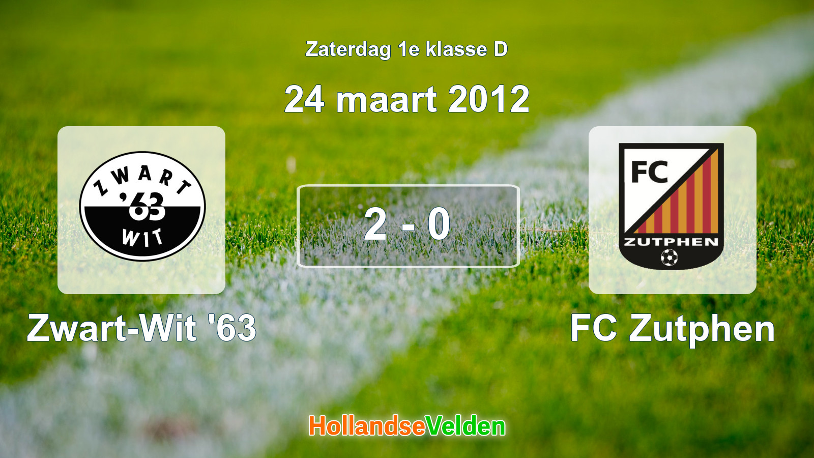 Gespeelde wedstrijd: Zwart-Wit '63 - FC Zutphen 2 - 0 (24 maart 2012)