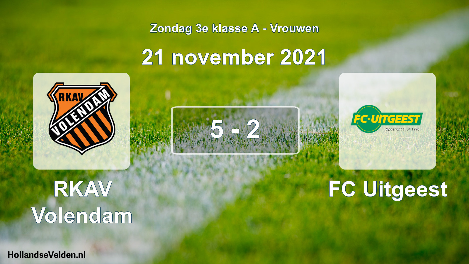 Gespeelde wedstrijd: RKAV Volendam - FC Uitgeest 5 - 2 (21 november 2021)