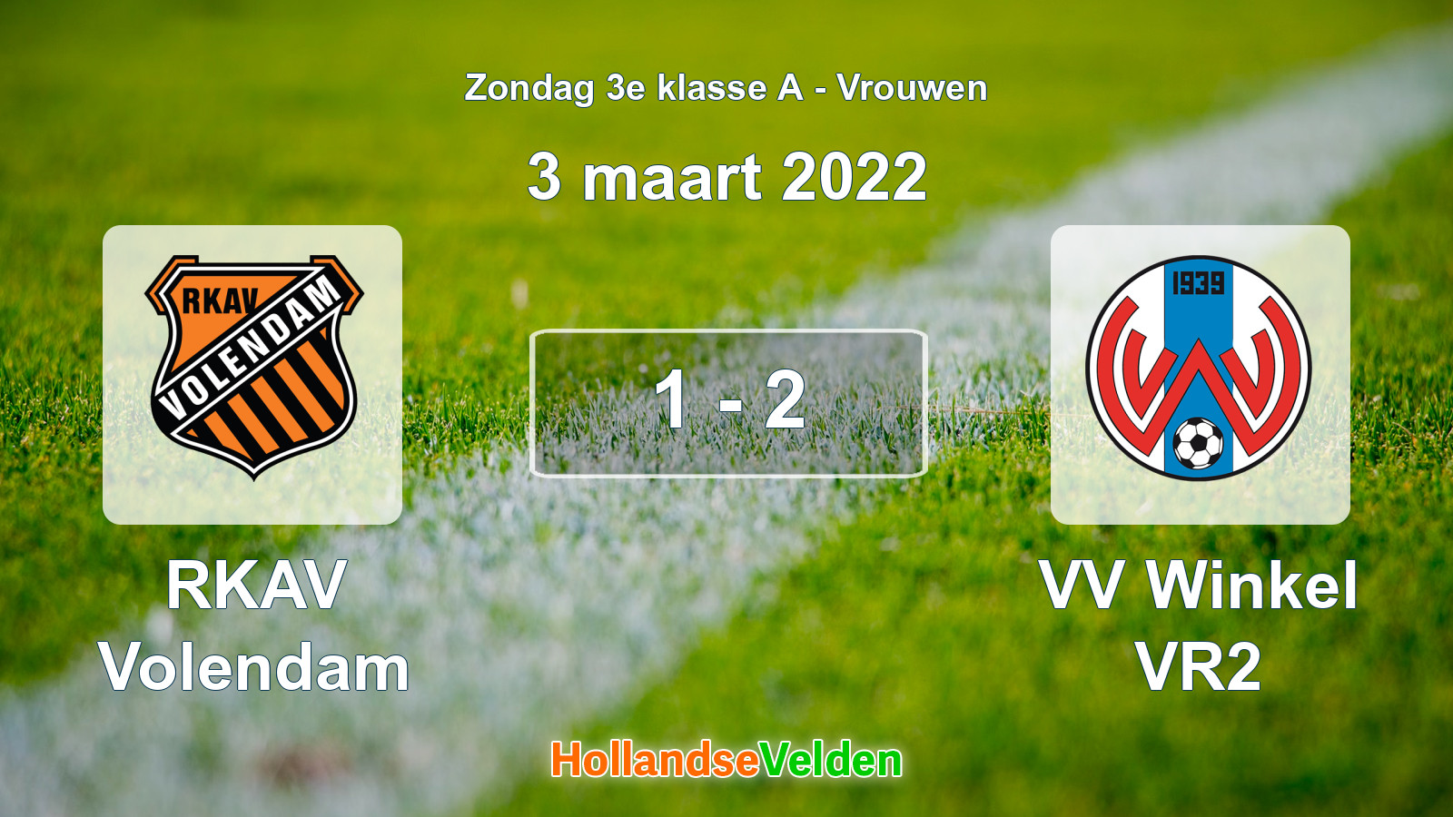 Gespeelde wedstrijd: RKAV Volendam - VV Winkel VR2 1 - 2 (3 maart 2022)