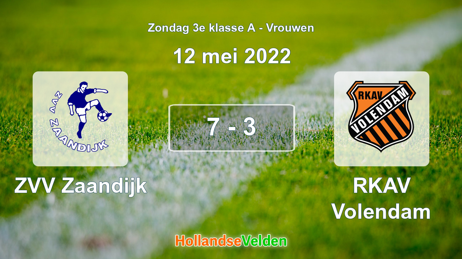 Gespeelde wedstrijd: ZVV Zaandijk - RKAV Volendam 7 - 3 (12 mei 2022)