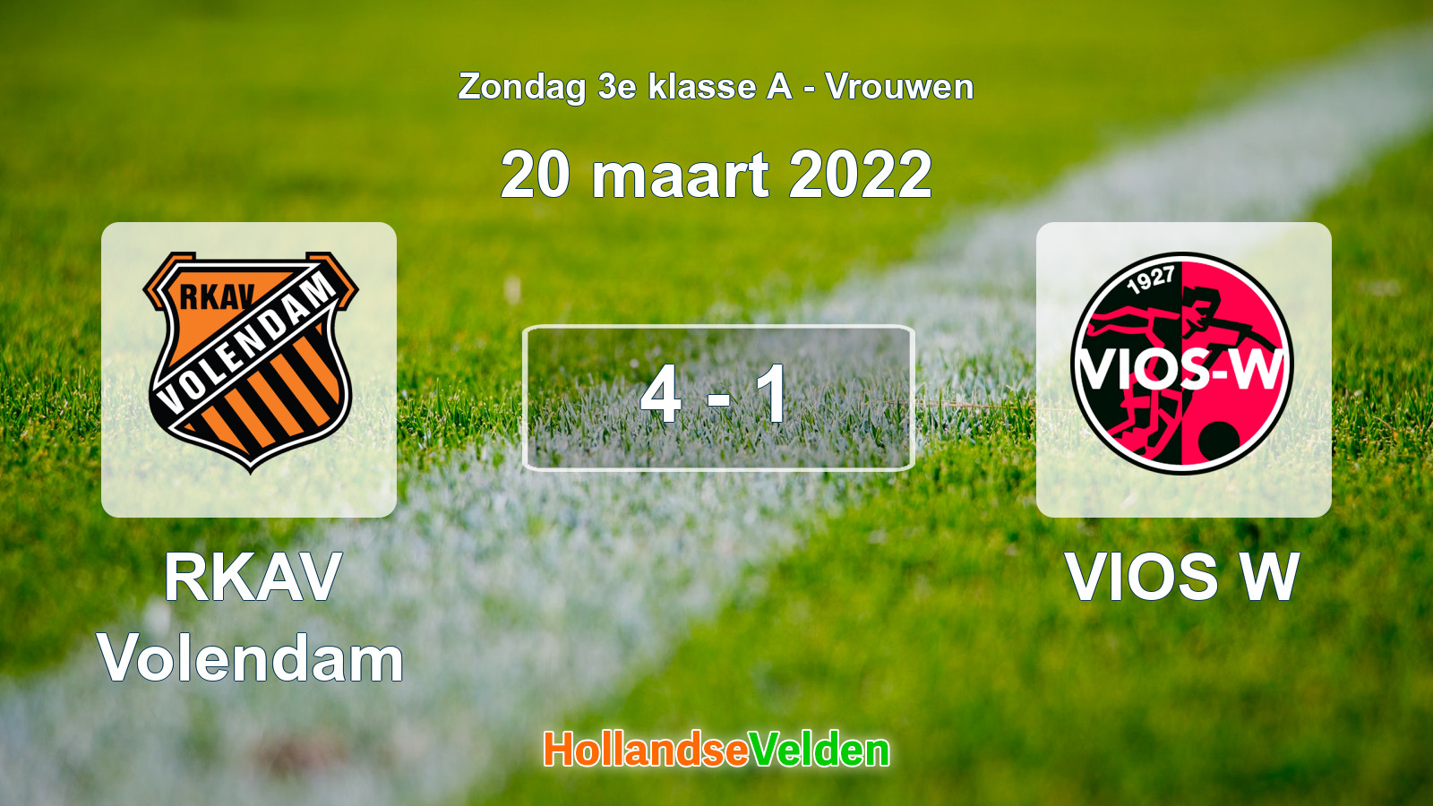 Gespeelde wedstrijd: RKAV Volendam - VIOS W 4 - 1 (20 maart 2022)