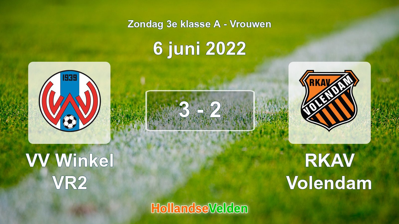 Gespeelde wedstrijd: VV Winkel VR2 - RKAV Volendam 3 - 2 (6 juni 2022)