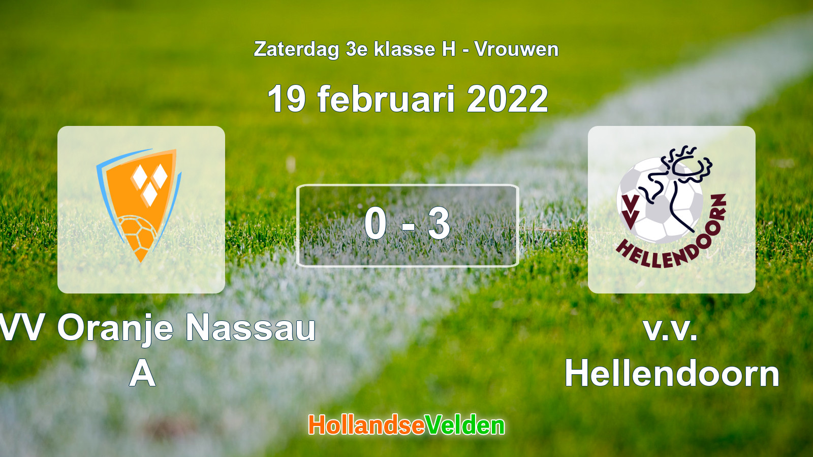 Gespeelde wedstrijd: CVV Oranje Nassau A - v.v. Hellendoorn 0 - 3 (19 februari 2022)