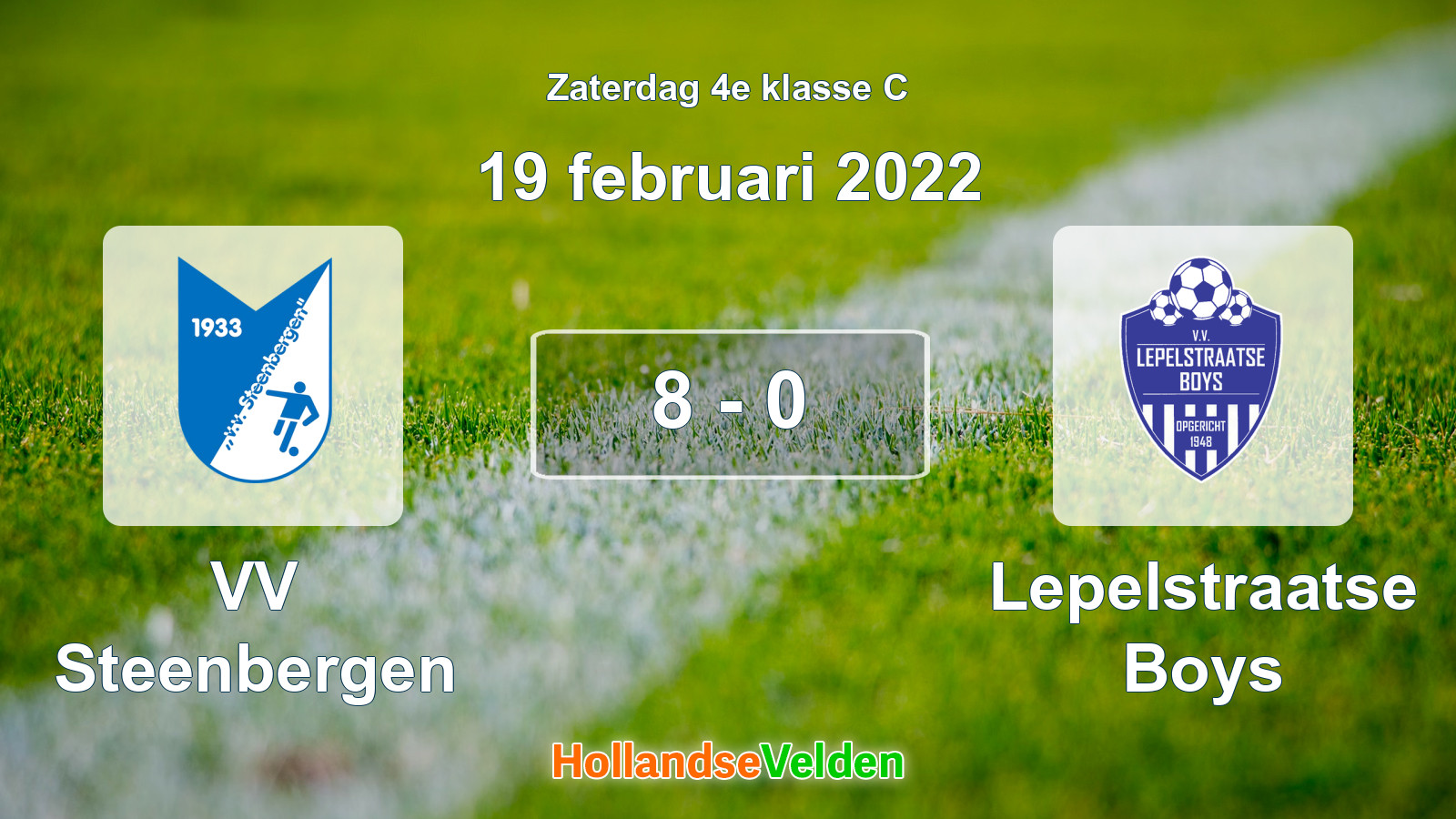 Gespeelde wedstrijd: VV Steenbergen - Lepelstraatse Boys 8 - 0 (19 februari 2022)
