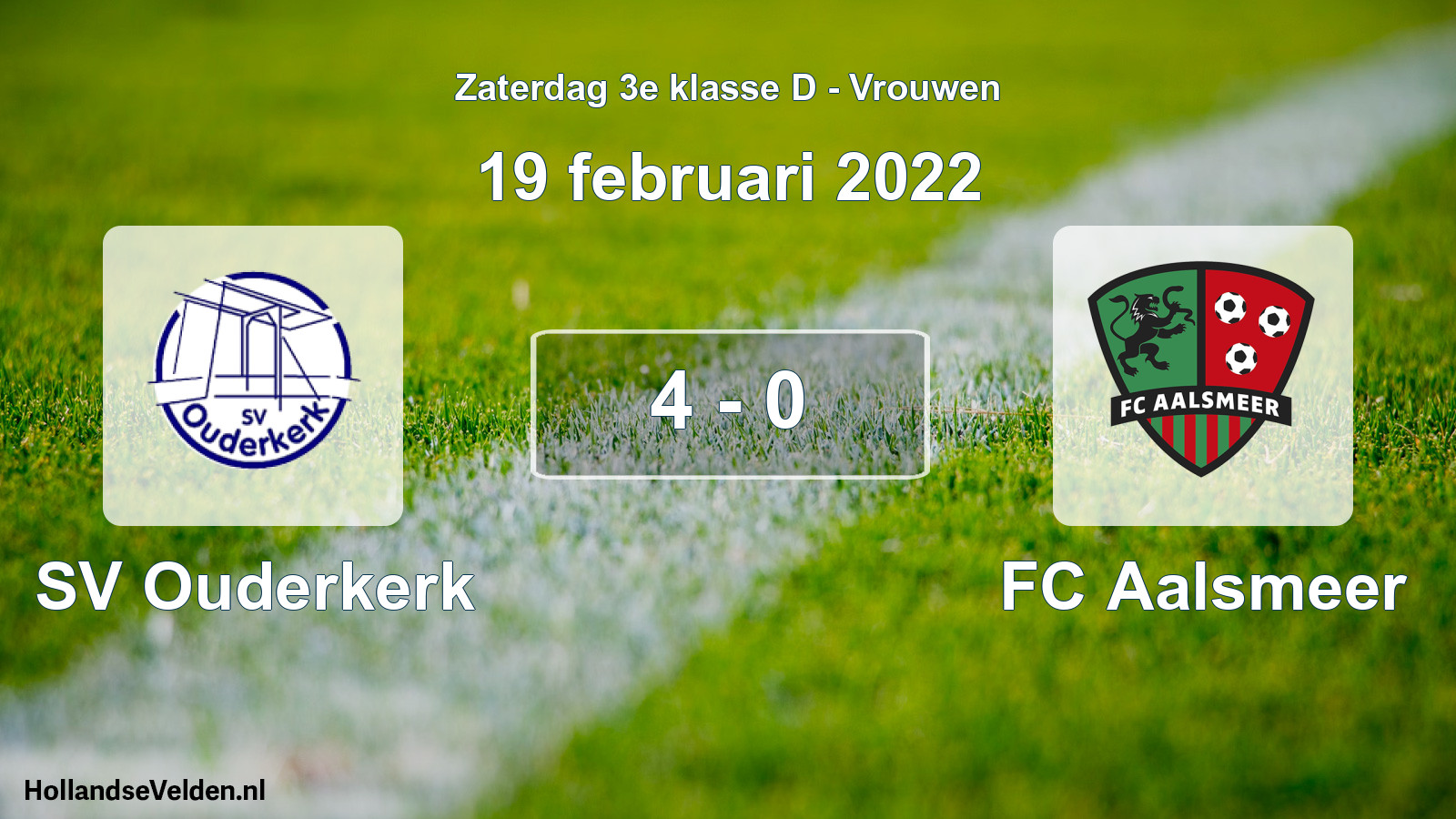 Gespeelde wedstrijd: SV Ouderkerk - FC Aalsmeer 4 - 0 (19 februari 2022)