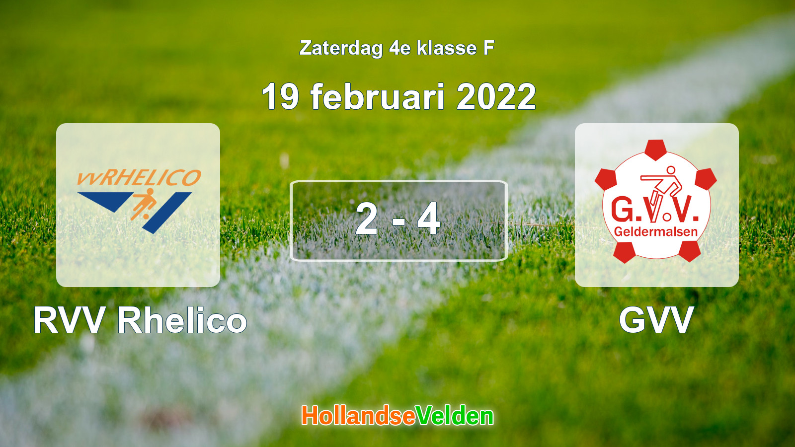 Gespeelde wedstrijd: RVV Rhelico - GVV 2 - 4 (19 februari 2022)