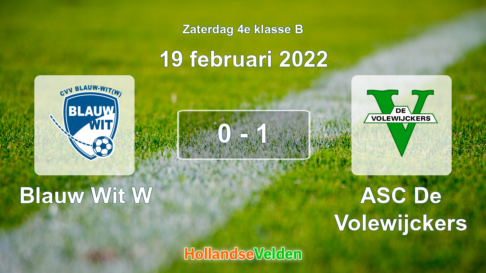 Gespeelde wedstrijd: Blauw Wit W - ASC De Volewijckers 0 - 1 (19 februari 2022)