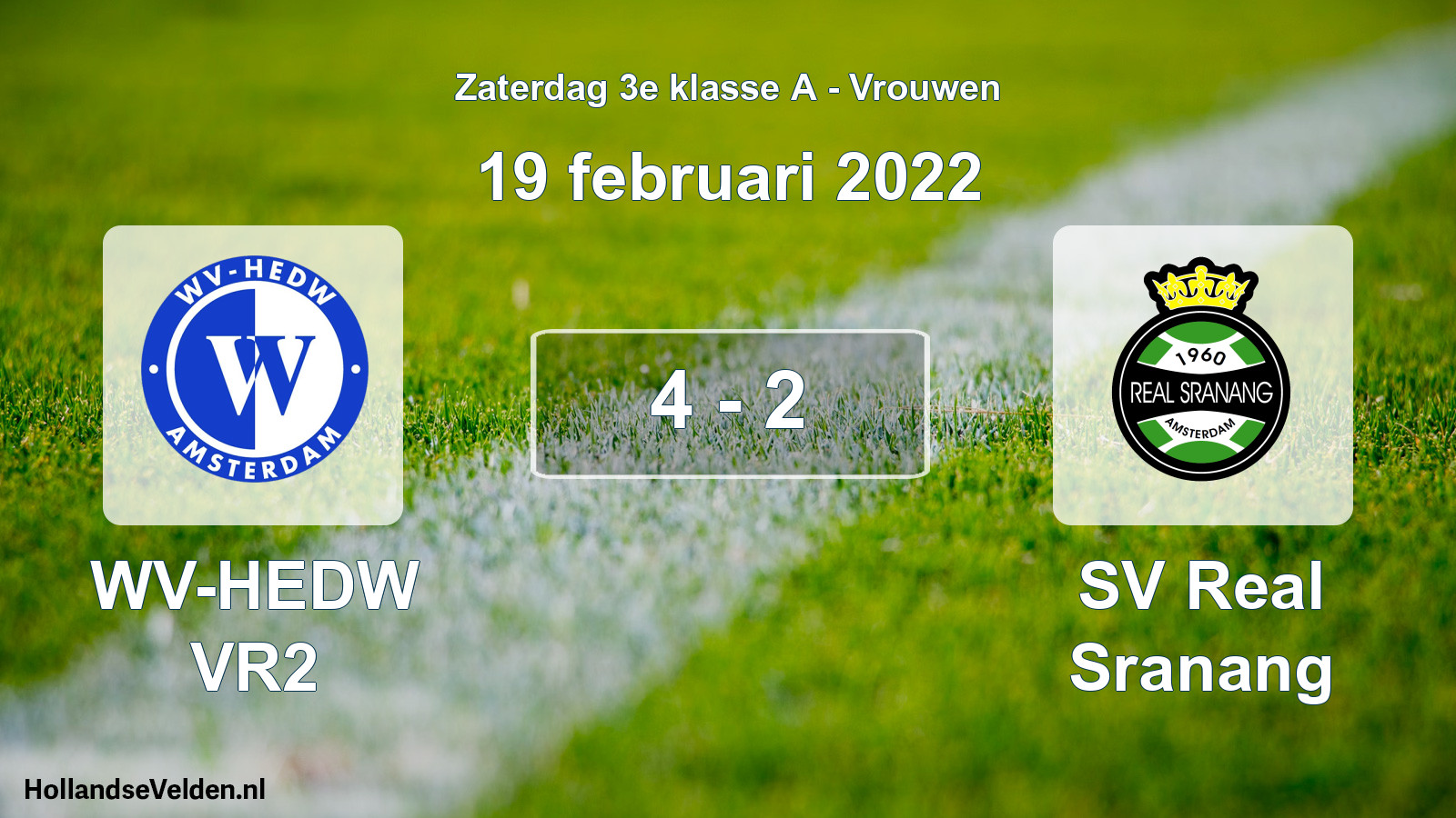Gespeelde wedstrijd: WV-HEDW VR2 - SV Real Sranang 4 - 2 (19 februari 2022)