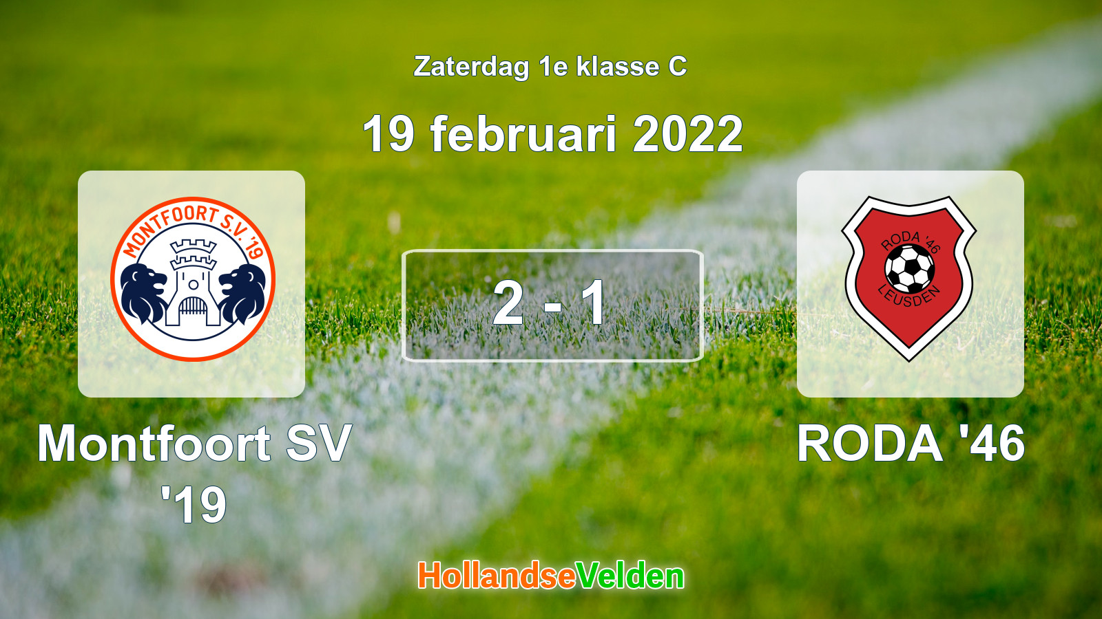 Gespeelde wedstrijd: Montfoort SV '19 - RODA '46 2 - 1 (19 februari 2022)