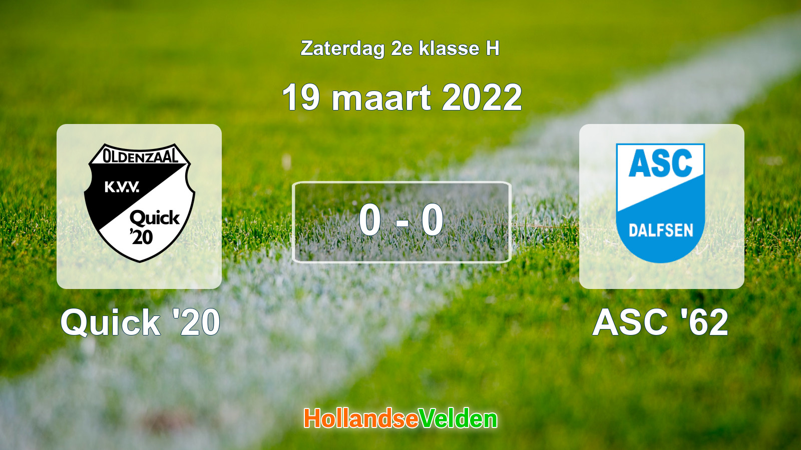 Gespeelde wedstrijd: Quick '20 - ASC '62 0 - 0 (19 maart 2022)