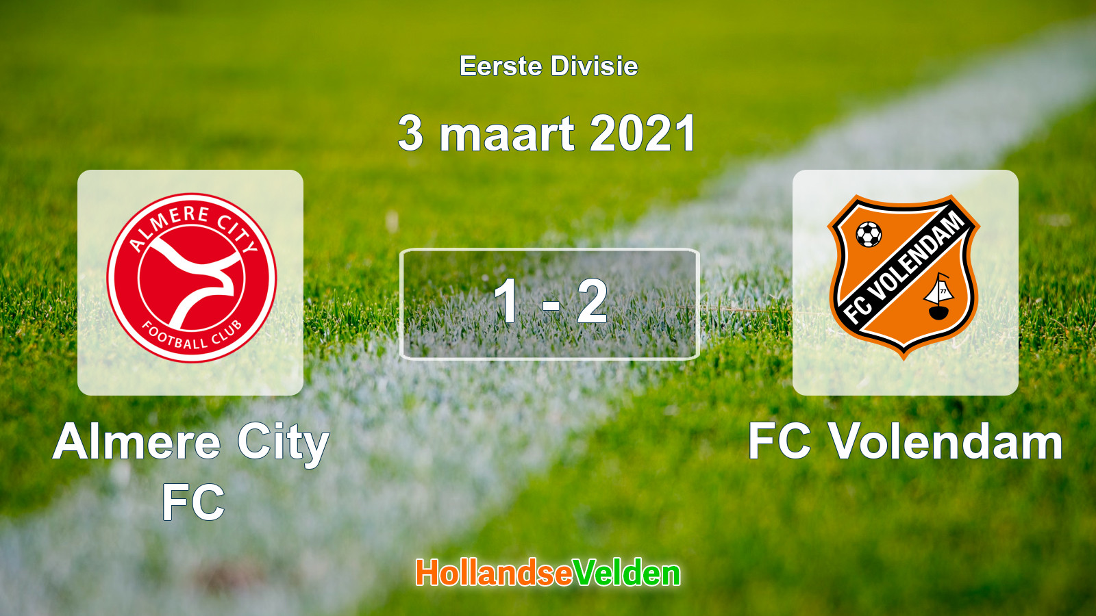 Gespeelde wedstrijd: Almere City FC - FC Volendam 1 - 2 (3 maart 2021)