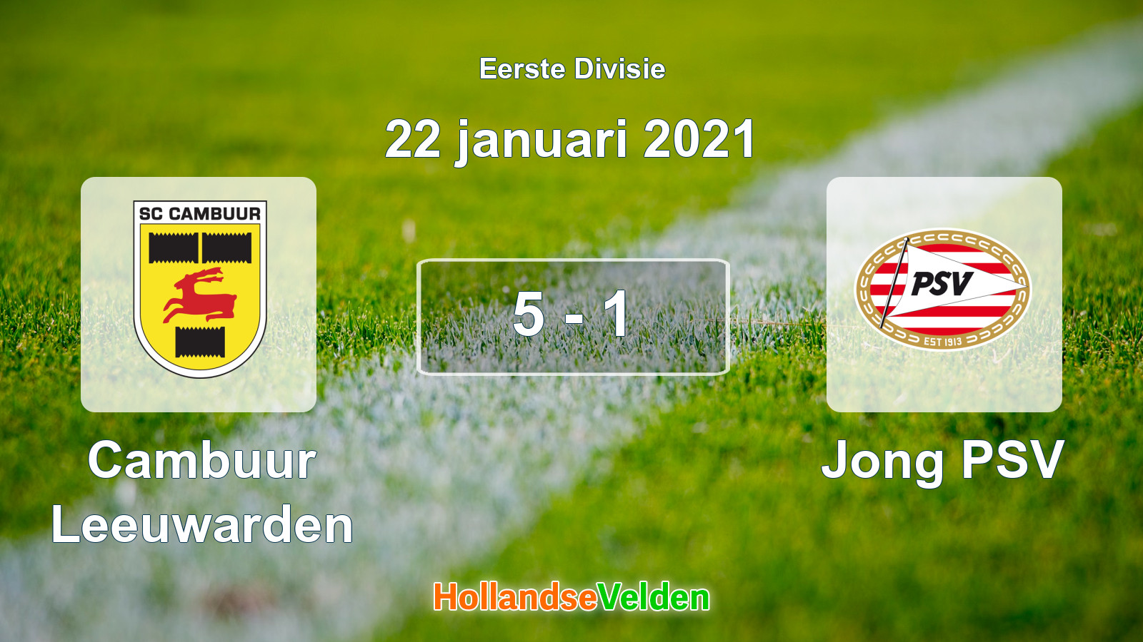 Gespeelde wedstrijd: Cambuur Leeuwarden - Jong PSV 5 - 1 (22 januari 2021)