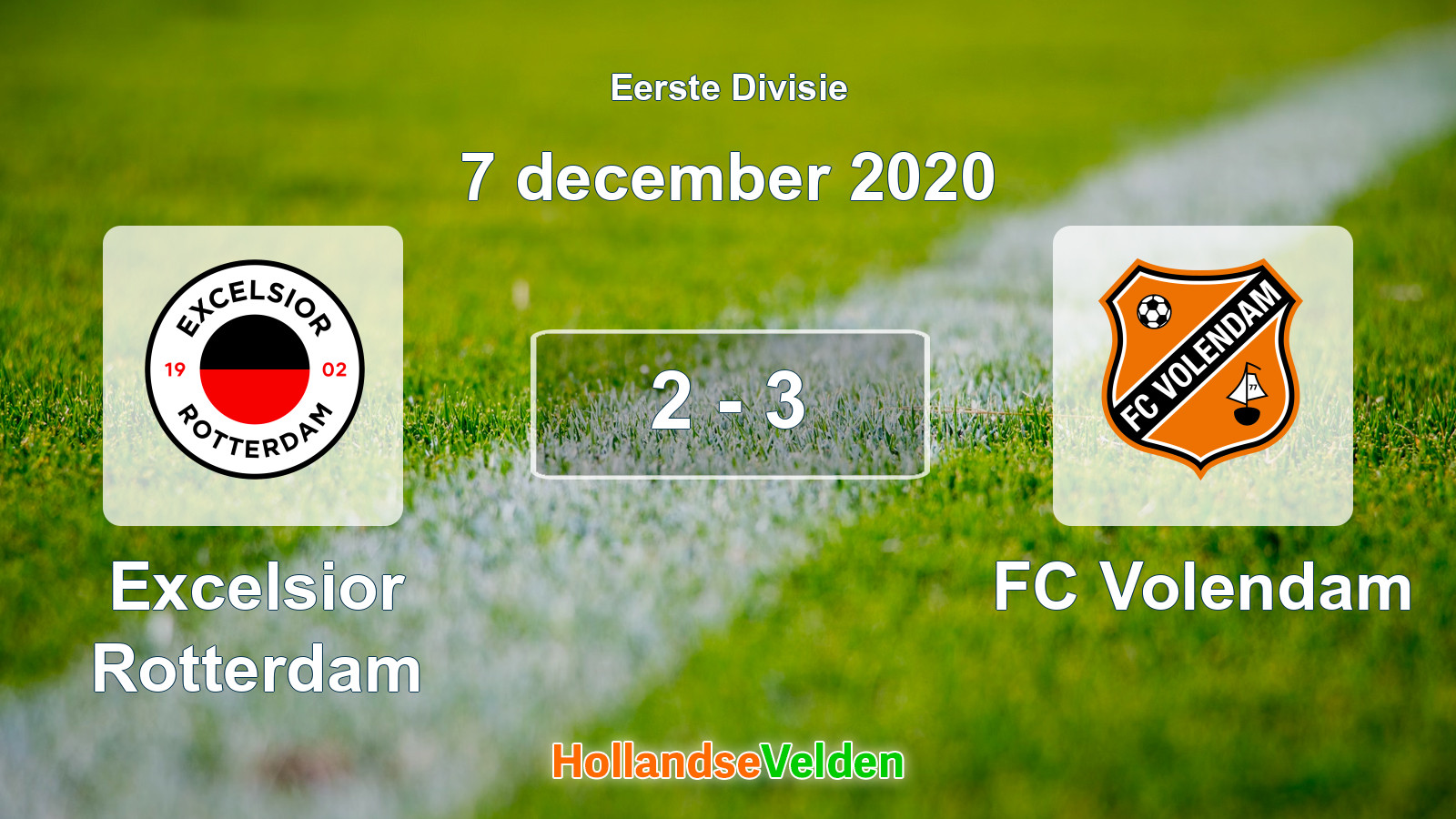 Gespeelde wedstrijd: Excelsior Rotterdam - FC Volendam 2 - 3 (7 december 2020)