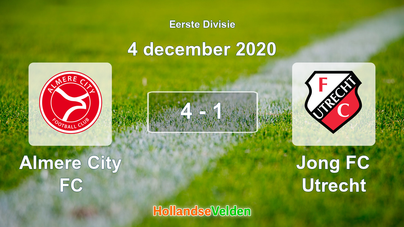 Gespeelde wedstrijd: Almere City FC - Jong FC Utrecht 4 - 1 (4 december 2020)