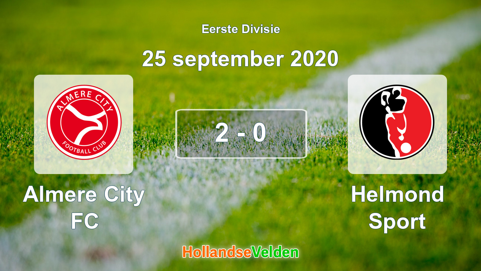Gespeelde wedstrijd: Almere City FC - Helmond Sport 2 - 0 (25 september 2020)