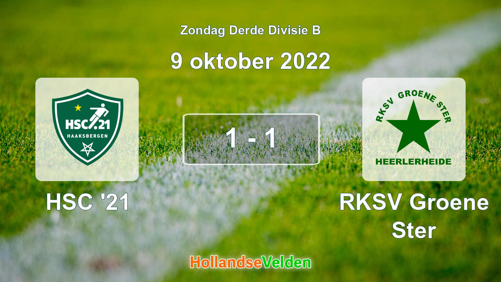 Gespeelde wedstrijd: HSC '21 - RKSV Groene Ster 1 - 1 (9 oktober 2022)