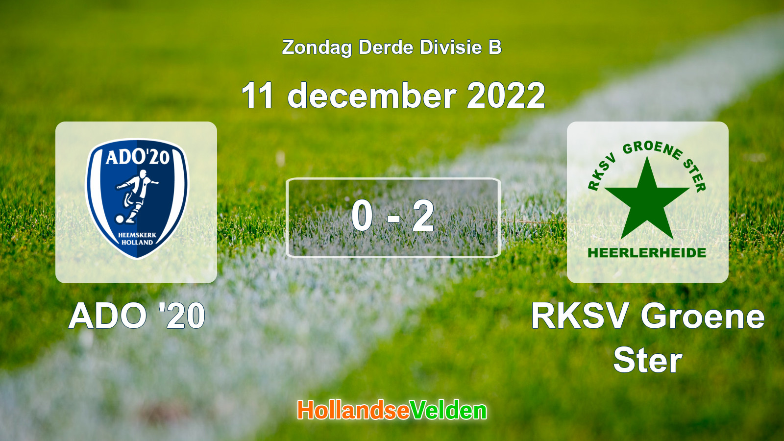 Gespeelde wedstrijd: ADO '20 - RKSV Groene Ster 0 - 2 (11 december 2022)