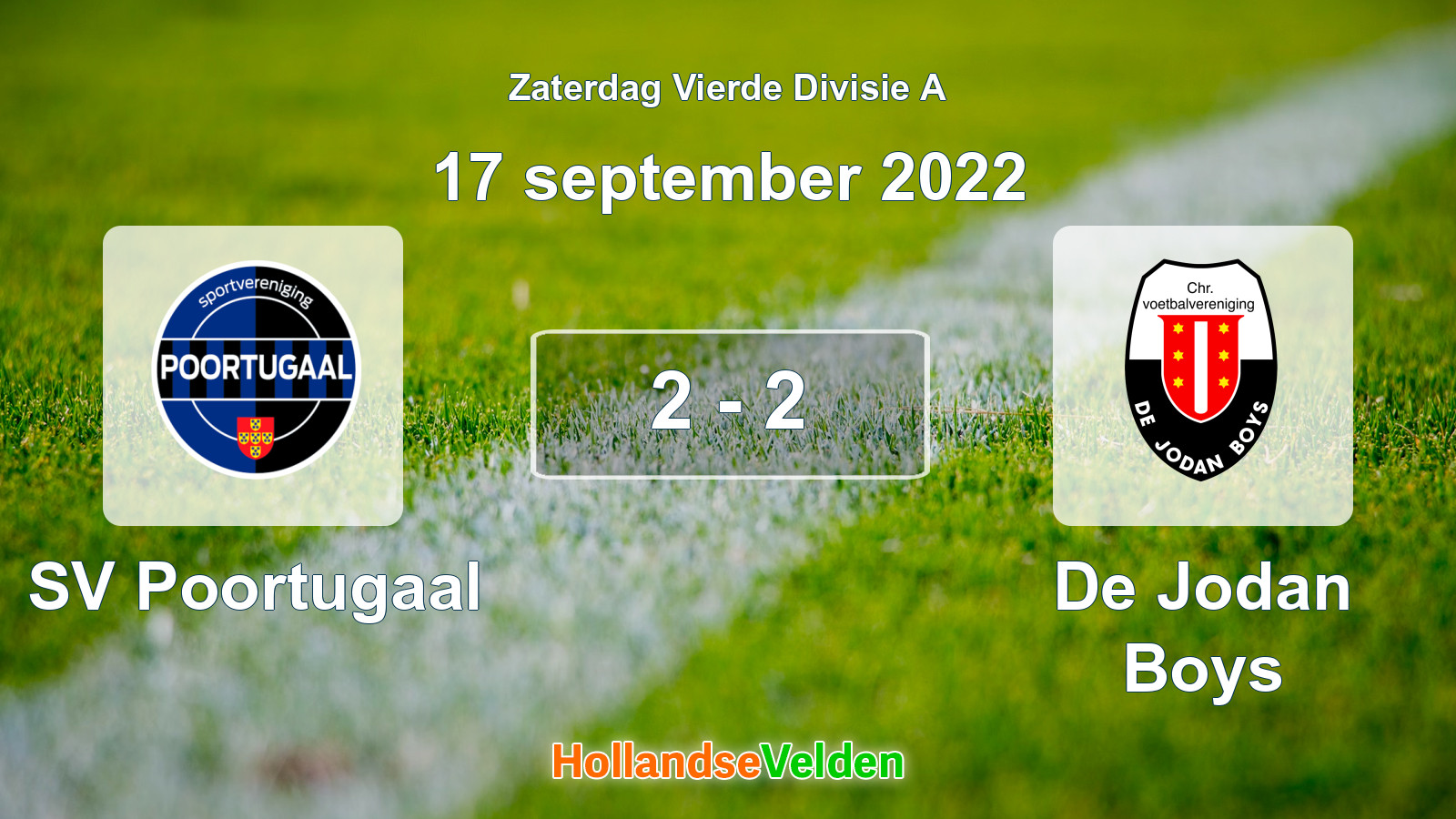 Gespeelde wedstrijd: SV Poortugaal - De Jodan Boys 2 - 2 (17 september 2022)