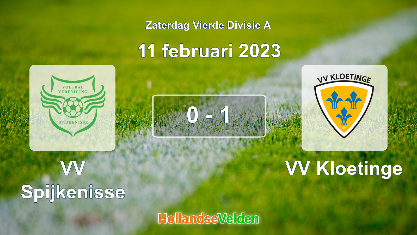 Gespeelde wedstrijd: VV Spijkenisse - VV Kloetinge 0 - 1 (11 februari 2023)