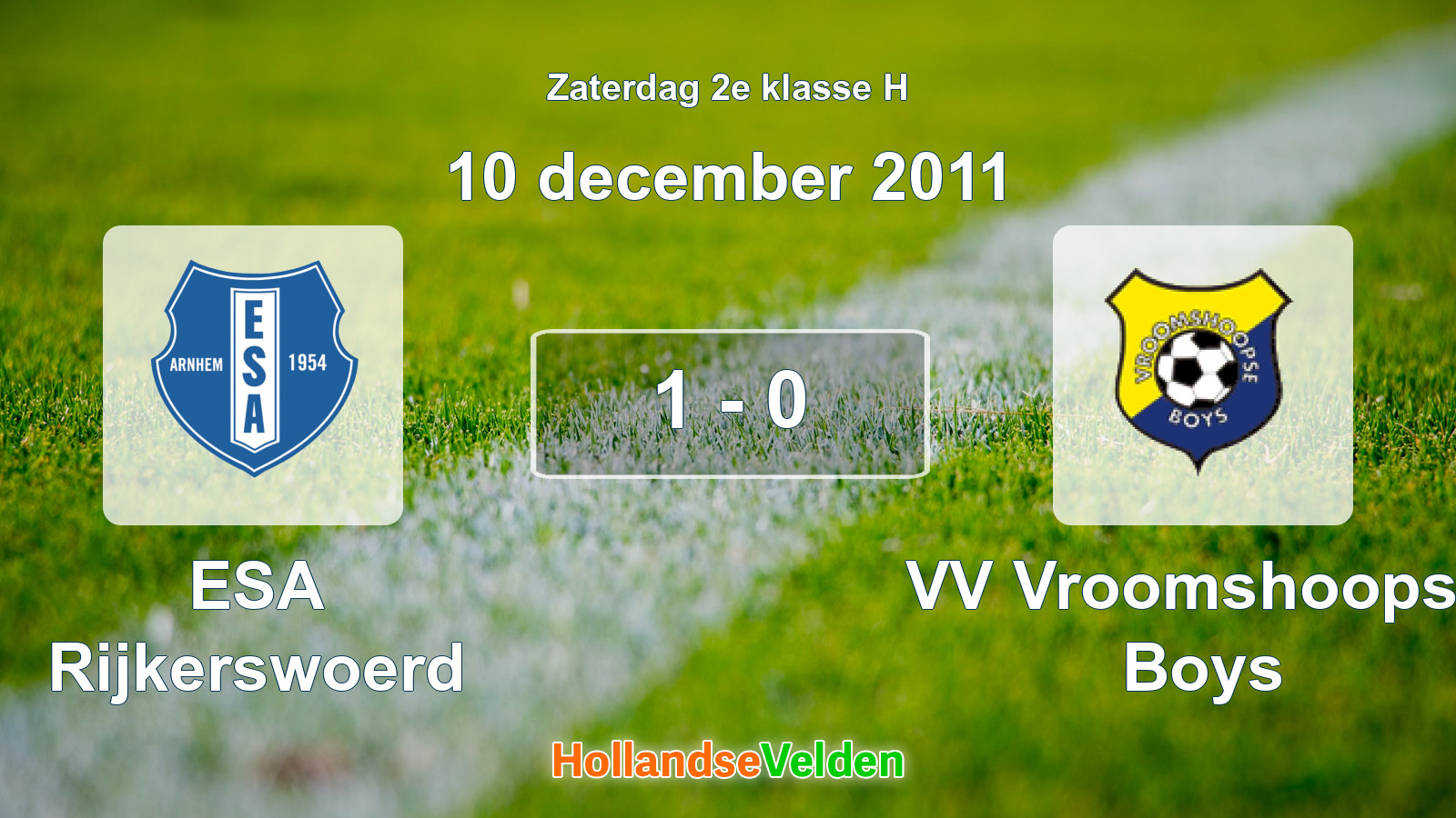 Gespeelde wedstrijd: ESA Rijkerswoerd - VV Vroomshoopse Boys 1 - 0 (10 december 2011)