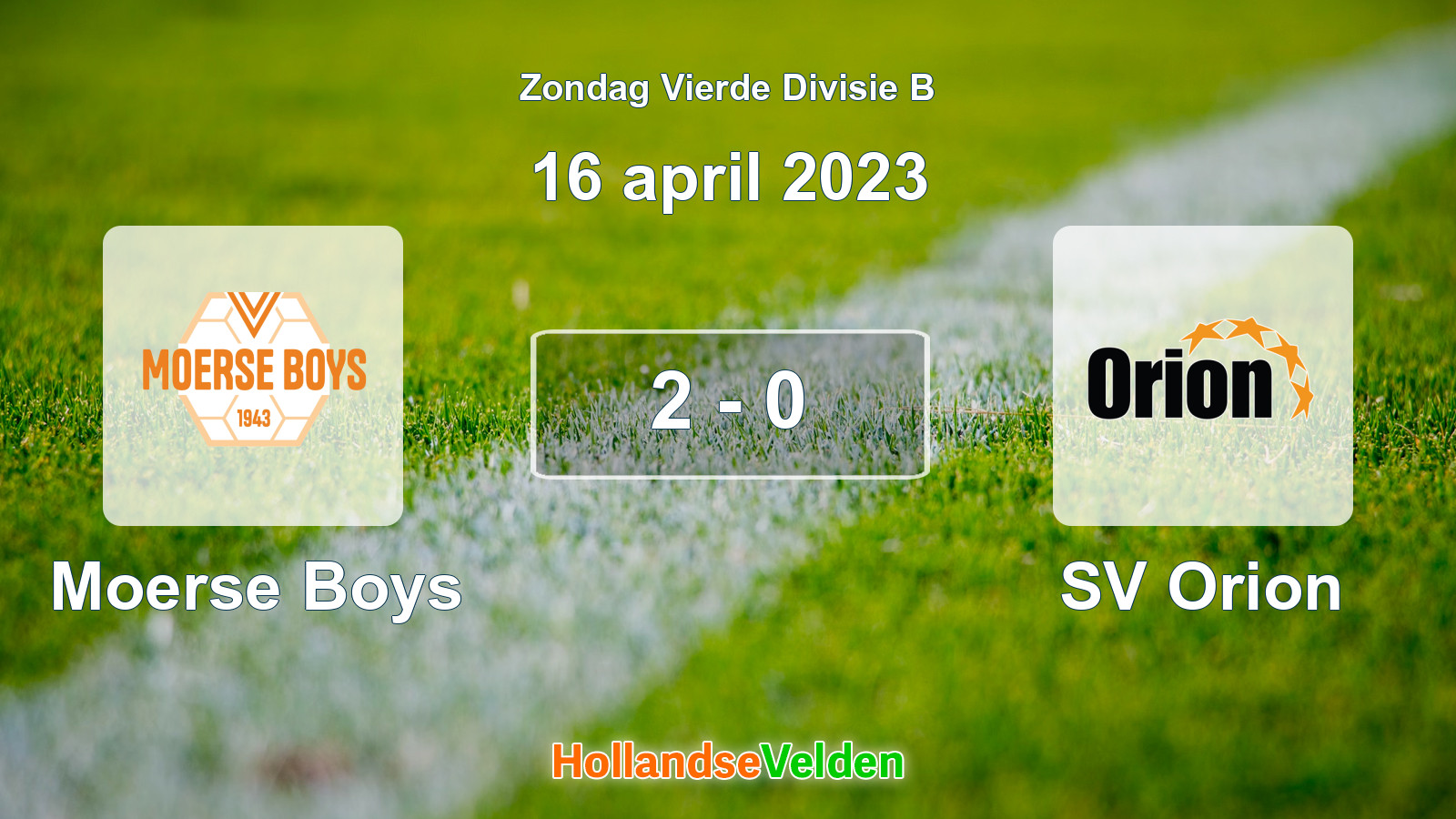 Gespeelde wedstrijd: Moerse Boys - SV Orion 2 - 0 (16 april 2023)