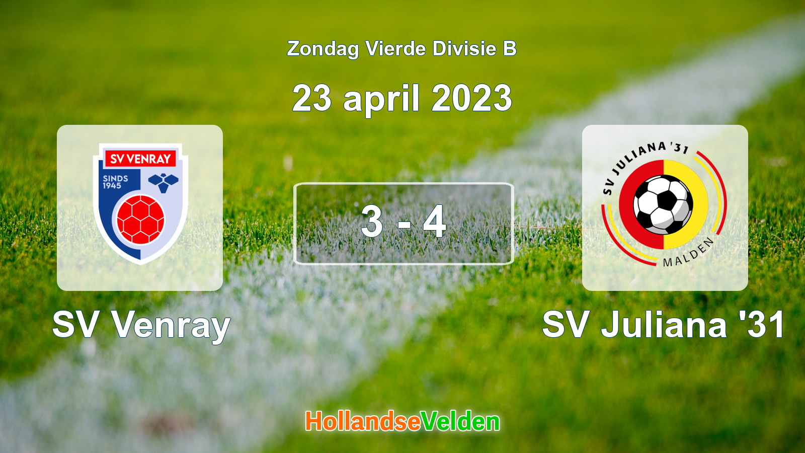 Gespeelde wedstrijd: SV Venray - SV Juliana '31 3 - 4 (23 april 2023)