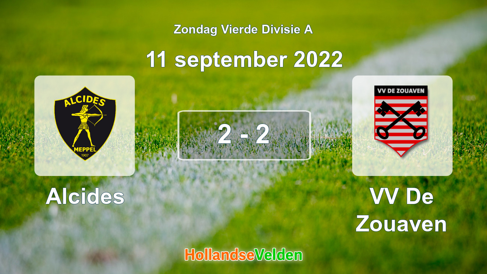 Gespeelde wedstrijd: Alcides - VV De Zouaven 2 - 2 (11 september 2022)